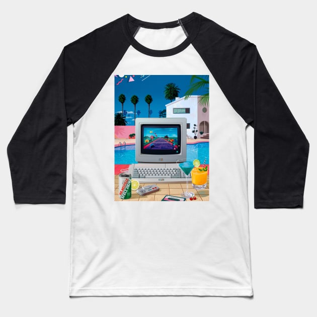 Summer computer chill Baseball T-Shirt by Mr.Melville